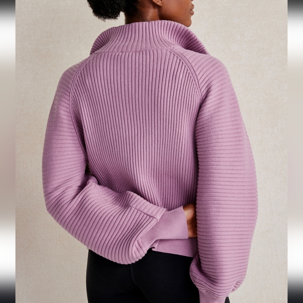Varley Reid Half Zip Smokey Grape Rib Knit Pullover Sweater Top - Picture 11 of 12